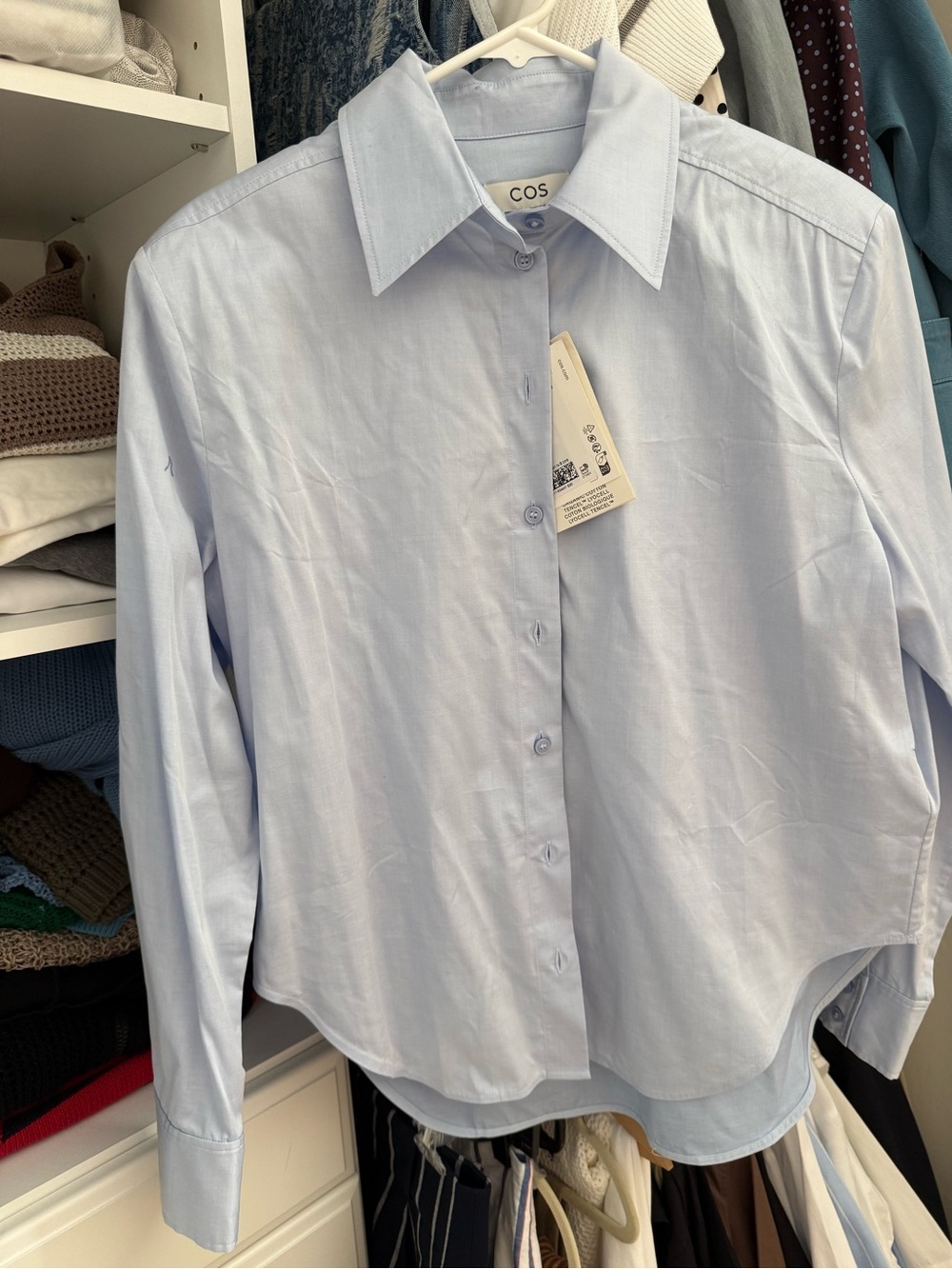 COS 100% organic cotton Light Blue Classic Button-Down Shirt Sz 8 NWT